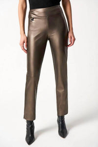 Joseph Ribkoff - Metallic Faux Leather Slim Fit Pull-on Pants