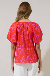 Sugarlips - Fia Floral Overseas Balloon Sleeve Top