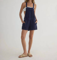 Bella Dahl Button Shortall Romper in navy - women's pants