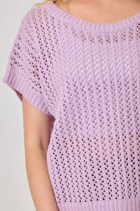 Mystree - Crochet Weave Slouchy Pullover Sweater