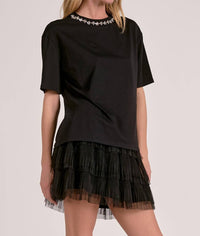 Elan - Women's Embellished Neck Top