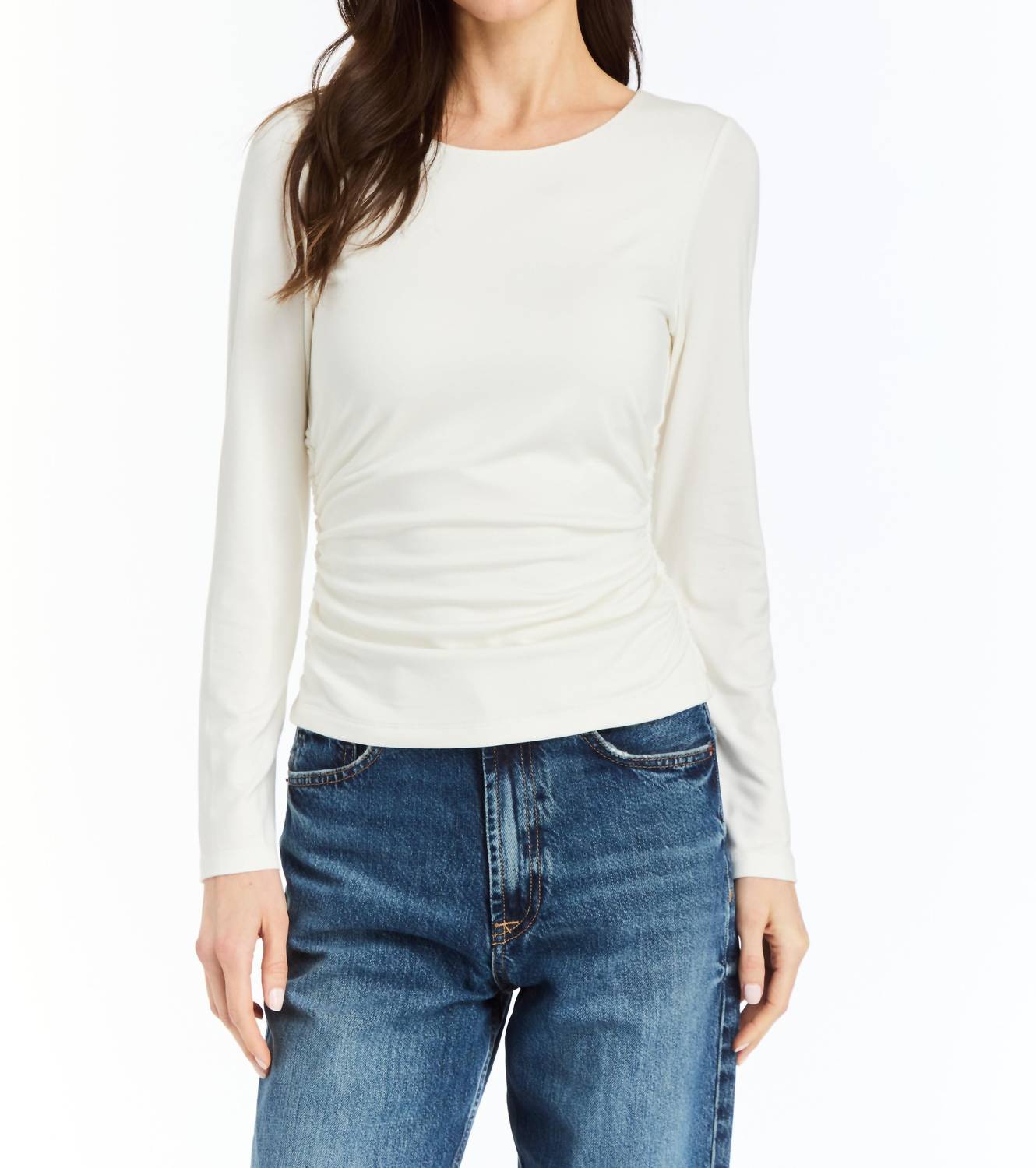DREW Pansy Shirt in ivory - women's long sleeve top