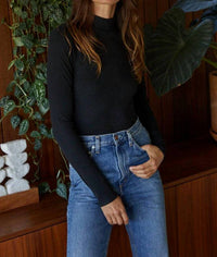 By Together - Knit Ribbed Long Sleeve Mock Neck Top