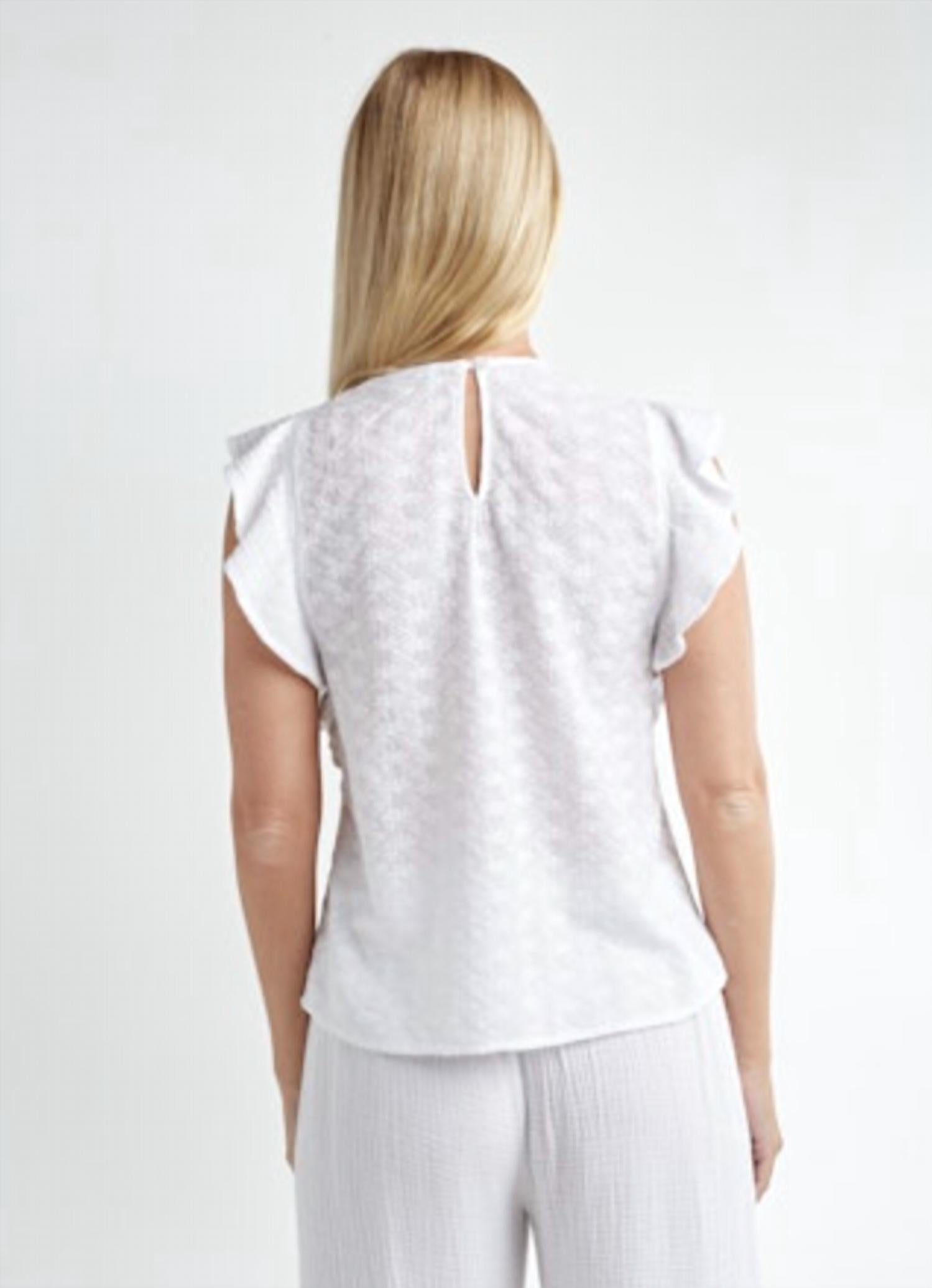 Red Haute - Eyelet Tank With Flutter Sleeve