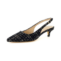 Cushionaire - Women's Buzz Kitten Heel Sling Back Tweed Dress Shoe