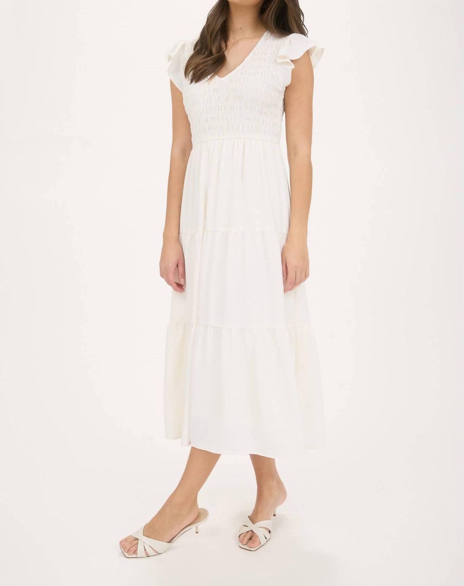 Blu Pepper - Flutter Sleeve Maxi Dress