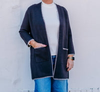Multiples - 3/4 Sleeve Drop Shoulder Long Knit Cardigan