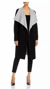 Tahari Colorblock Sweater in black carbon heather - women's cardigan - detail view