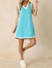 Entro - Jersey Knit Contrast Trim Sleeveless Mini Dress