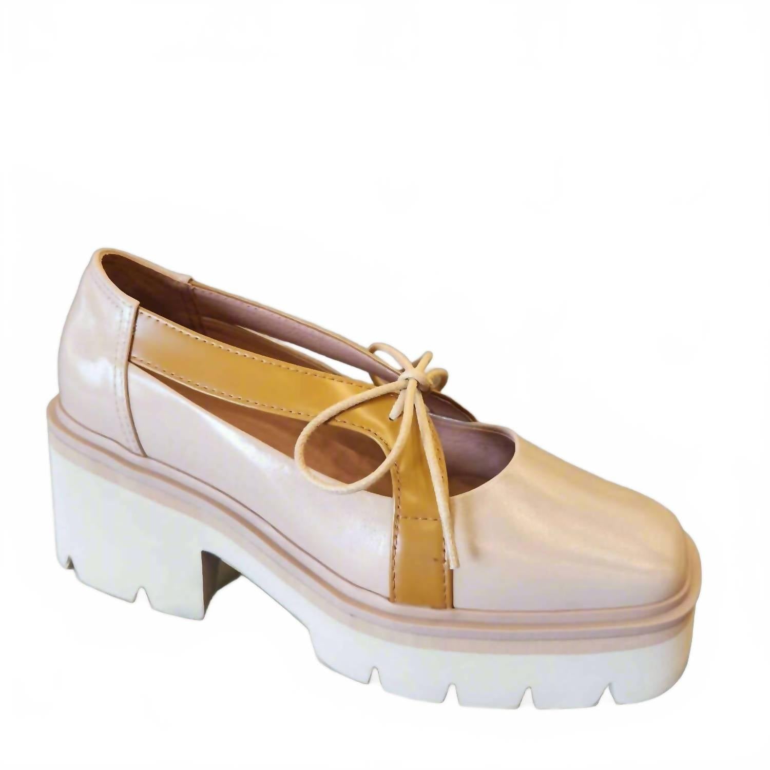 ALL BLACK Women's Little Bow Lugg Heeled Pump in beige - women's heels