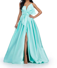 ASHLEYlauren Strapless Mikado Ball Gown in aqua - women's dress