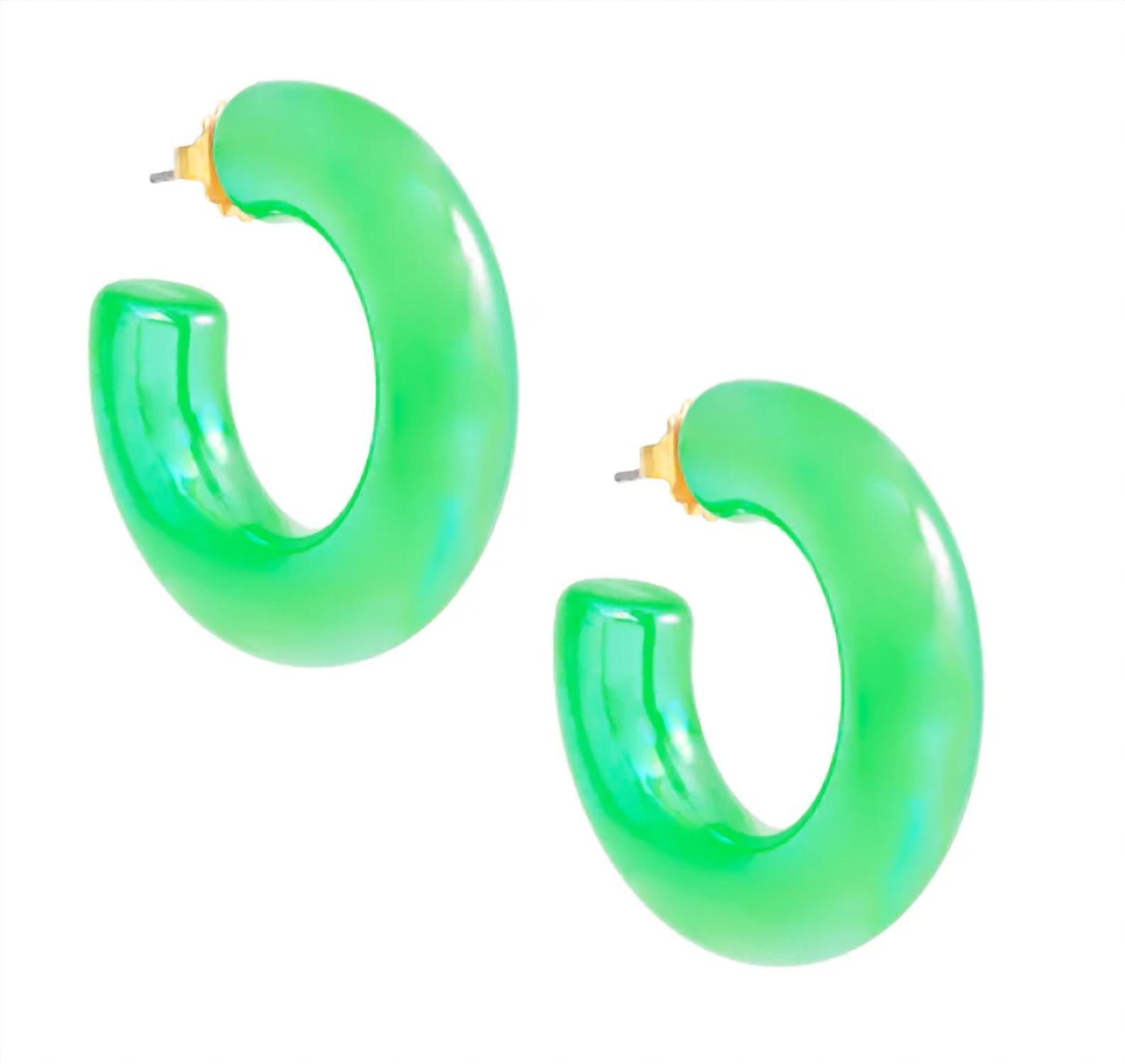 ZENZII Women's Chunky Iridescent Lucite Earring in green - women's jewelry