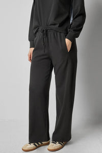 Lilla P Drawcord Wide Leg Pants in black - women's pants - detail view