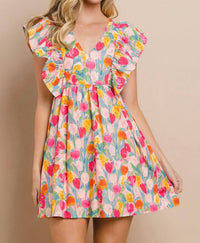 Tcec - Tulip Watercolor Ruffle Dress