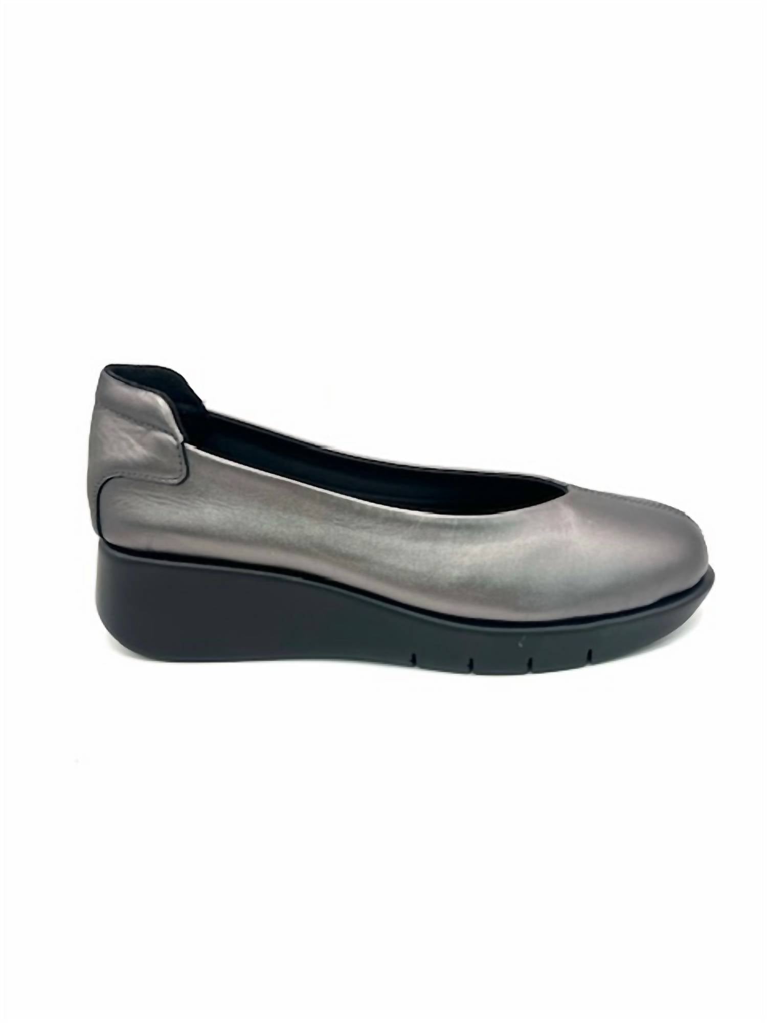 SAYDO Women's Sonia Ballet Flat in satin anthracite - women's flats