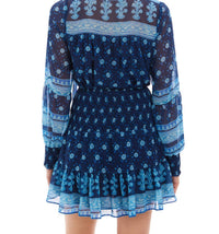 ALLISON NEW YORK Charlie Long Sleeve Blouse in navy medallion - women's blouse - alternate view