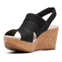Clarks Women's Annadel Wedge Sandal in black - women's shoe - detail view