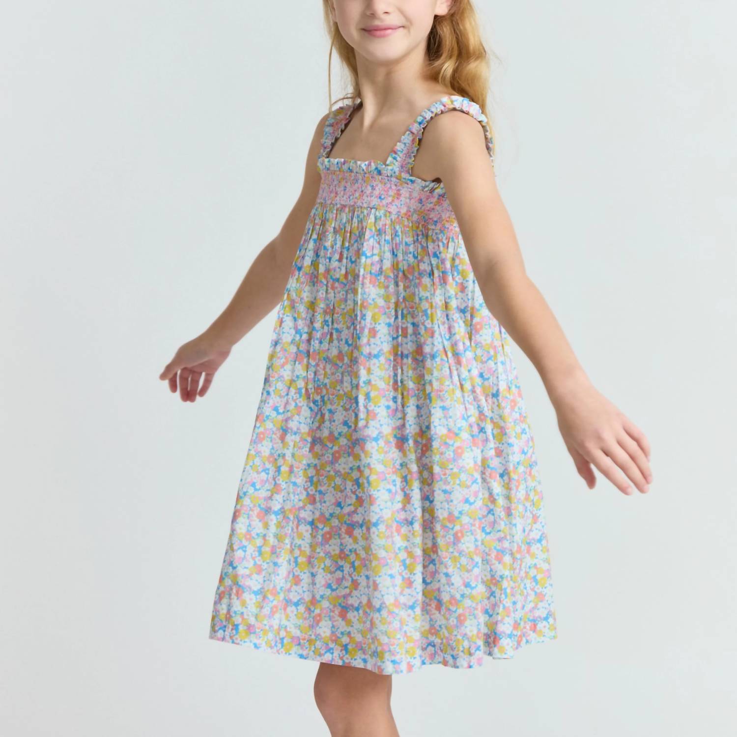 Minnow - Girls Smocked Ruffle Strap Dress