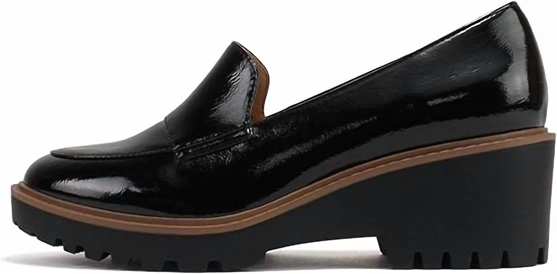 SODA Women's Smart Wedge Loafer in patent black - women's flats