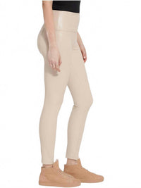 Lysse Theodora Textured Leather Leggings in bisque - women's pants - detail view