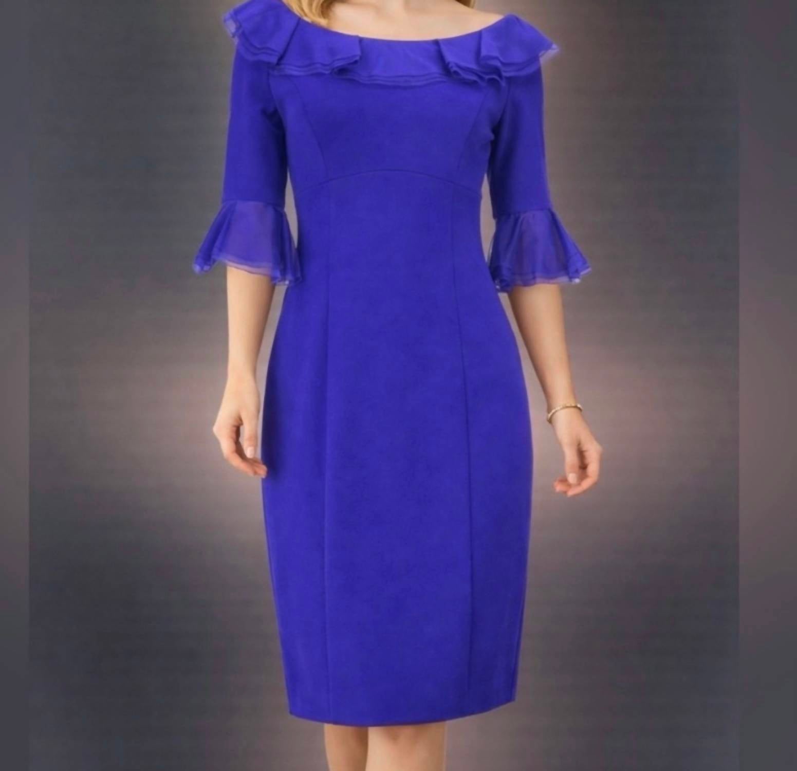Nue By Shani - Built In Shapewear Ruffle Pencil Dress
