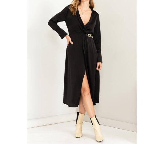 Hyfve - Kind Hearted Satin Wrap Effect Midi Dress