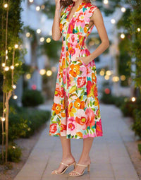 Fate - Floral Zip Front Sleeveless Midi Dress