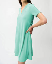 Joseph Ribkoff - V-neck Short Sleeves A-line Dress