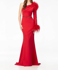 Ashleylauren - One Shoulder Scuba Gown