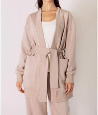 P.CILL Ribbed Contrast Robe in taupe - women's intimate