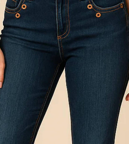 Grace In La - Mid-rise Button Bootcut Jean