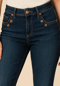 Grace In La - Mid-rise Button Bootcut Jean