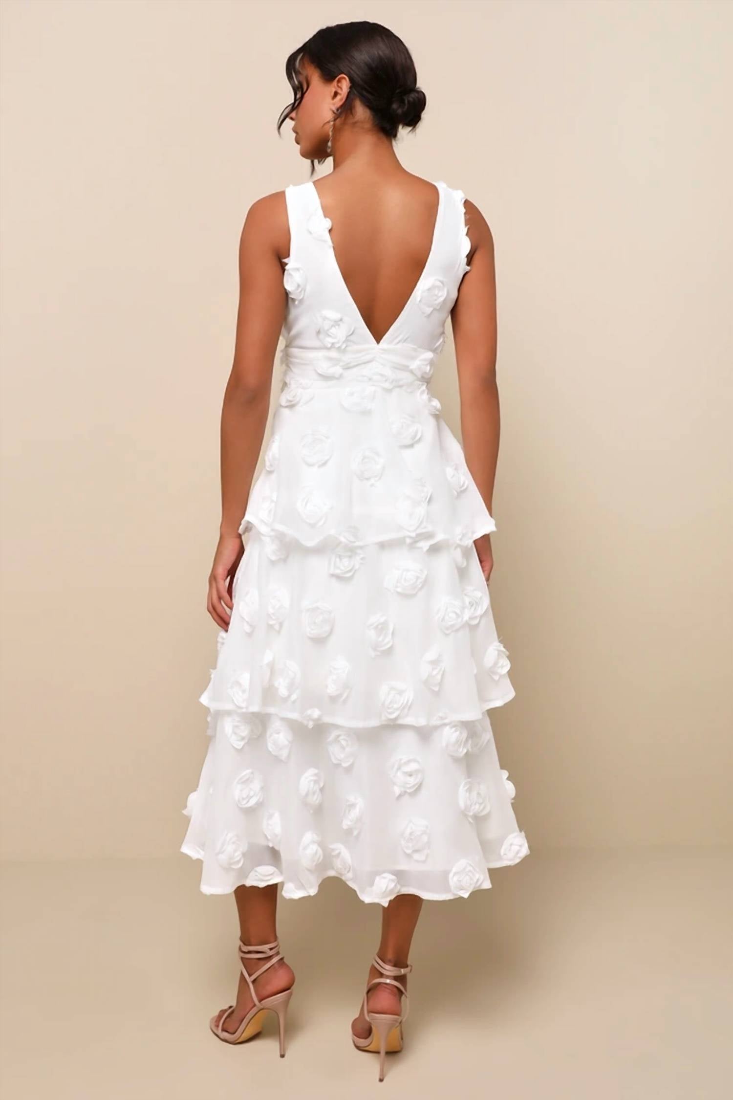Lulus - Sleeveless Square Neck With Floral Midi Dress