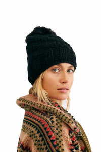 Free People High Line Pom Beanie in black - women's hat