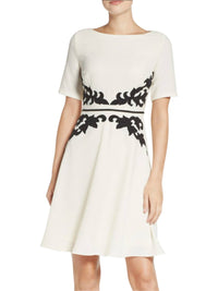 Adrianna Papell - Appliqu√© Waist Crepe Dress