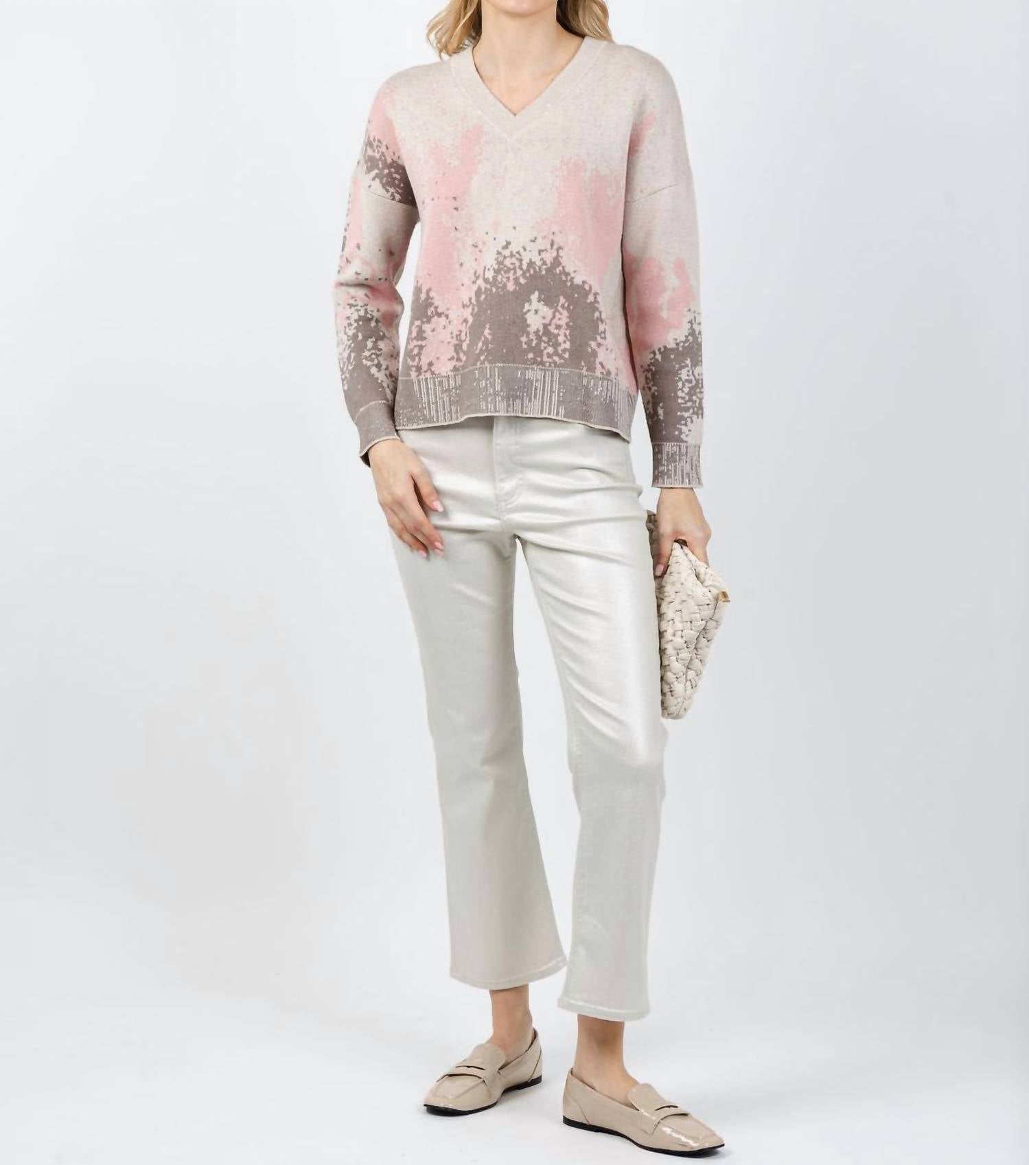 Kinross - Sequin Jacquard Vee Sweater