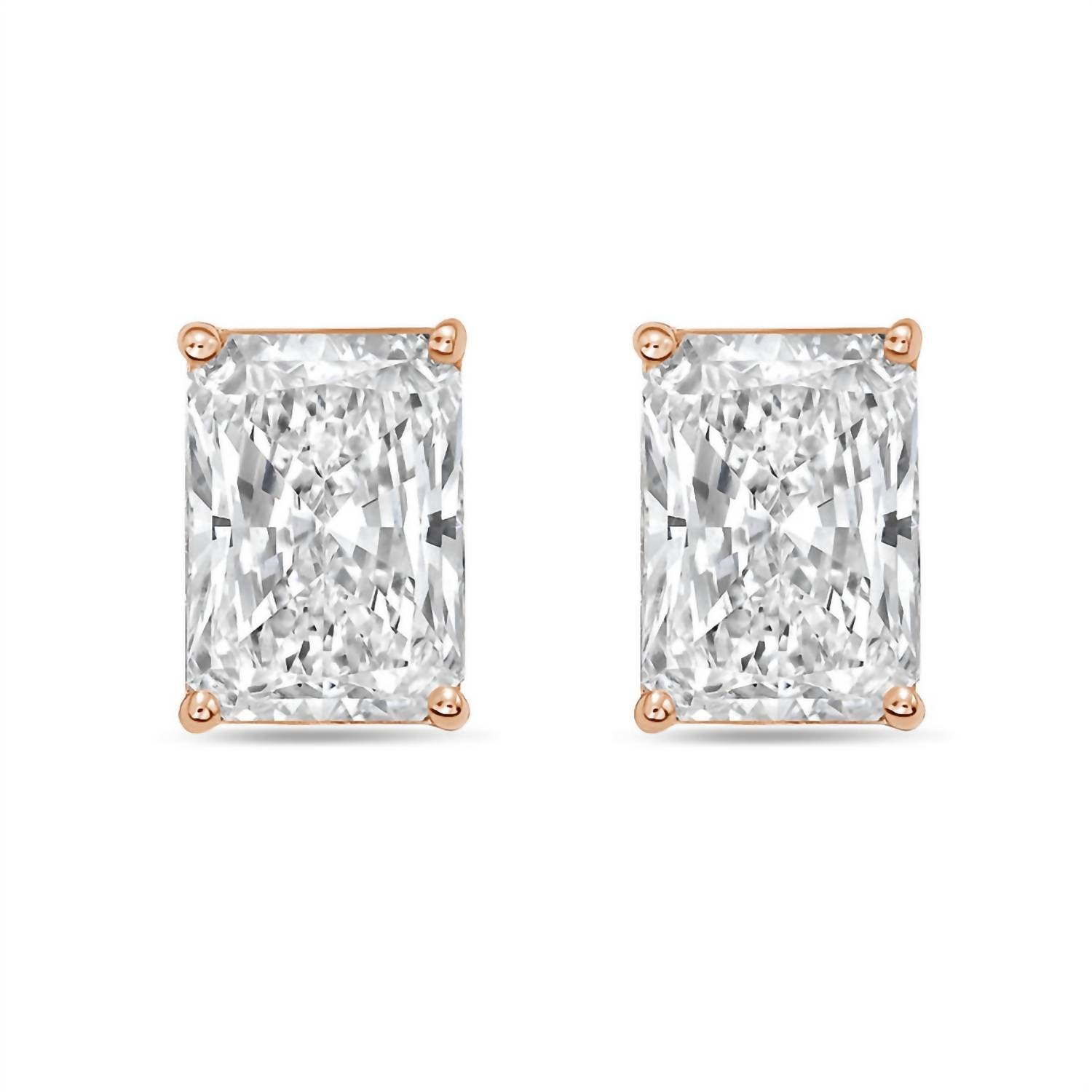 Diana M Jewels - Women's Radiant Lab-grown Diamond Stud Earrings (4.00 Tcw) - Signature Plus