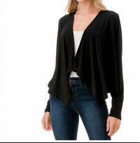 ariella Mesh Back Jacket Top in black - women's long sleeve top - detail view