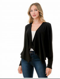 ariella Mesh Back Jacket Top in black - women's long sleeve top - alternate view