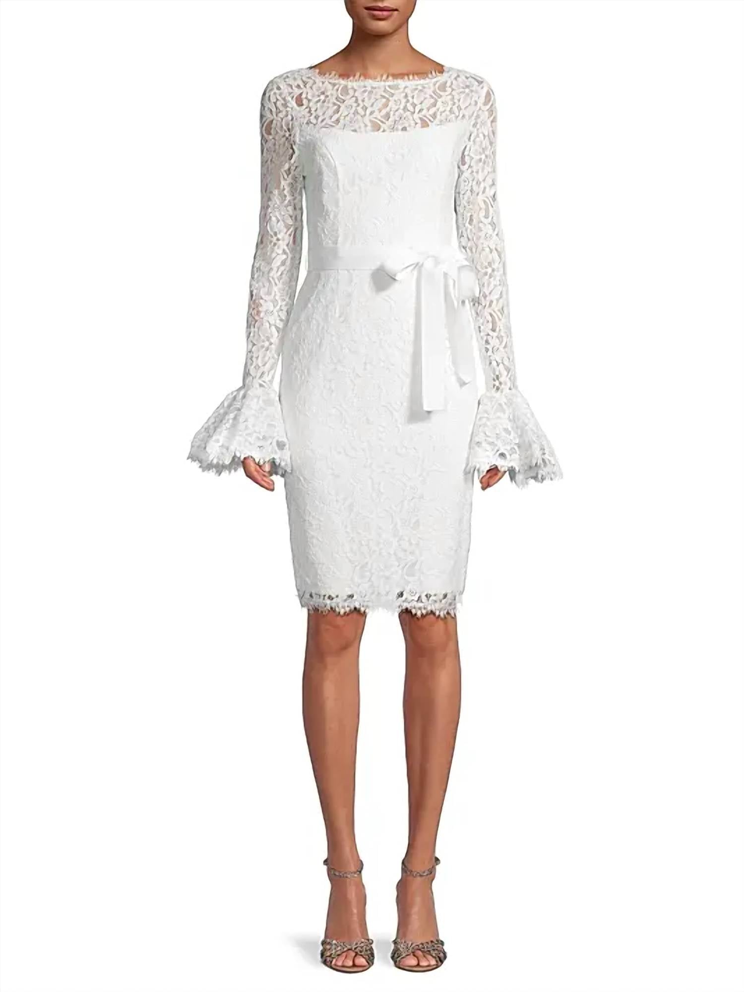 Nue By Shani - Lace Bell-sleeve Sheath Dress