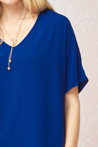 entro Solid V-neck Top in royal - women's t-shirt - view 4