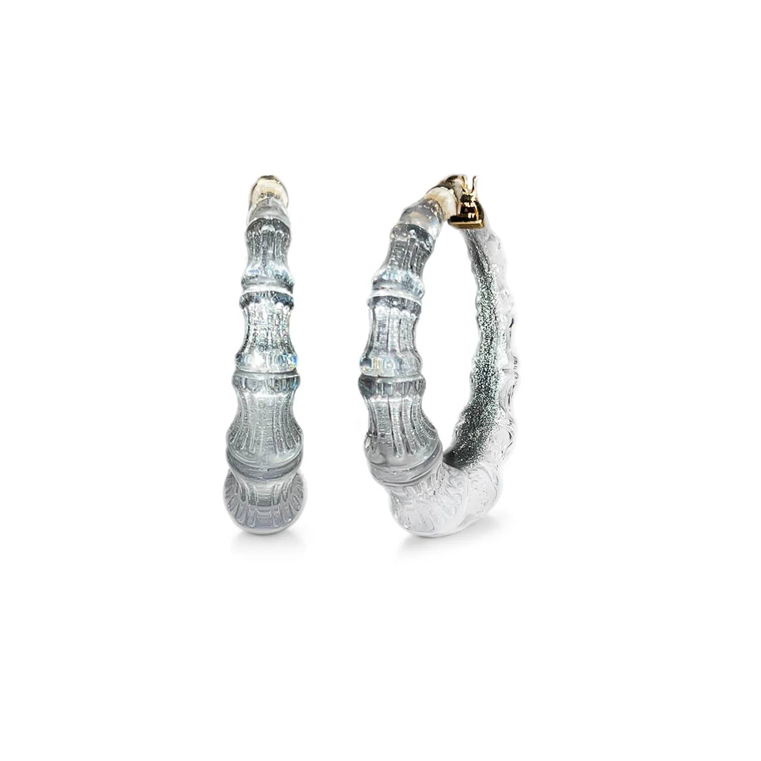 Gold & Honey - Women's Bamboo Illusion Lucite Hoop Earrings