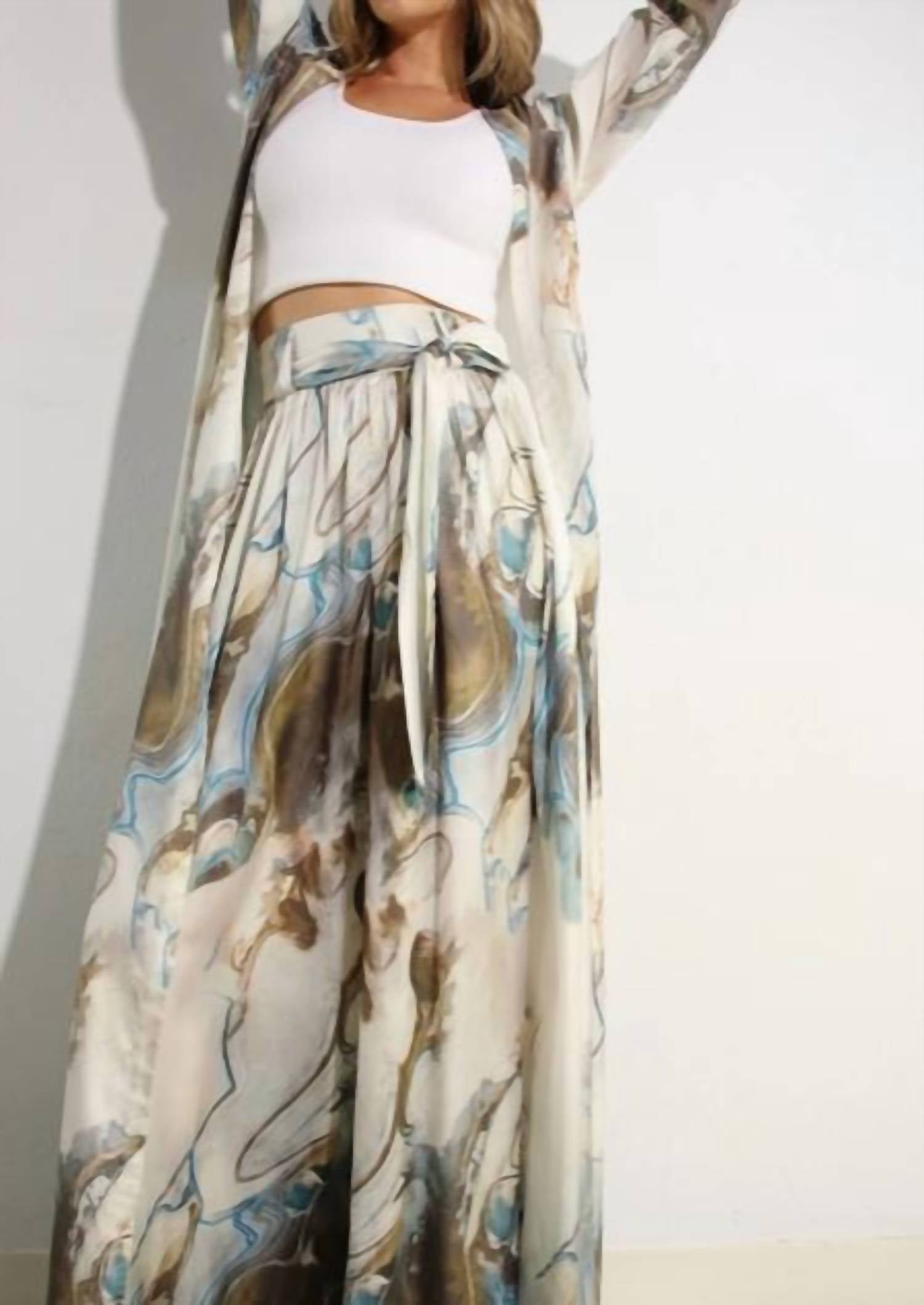 Mulla - Printed Cardigan & Pants Set