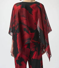 Joseph Ribkoff - Abstract Print V-neck Poncho Top