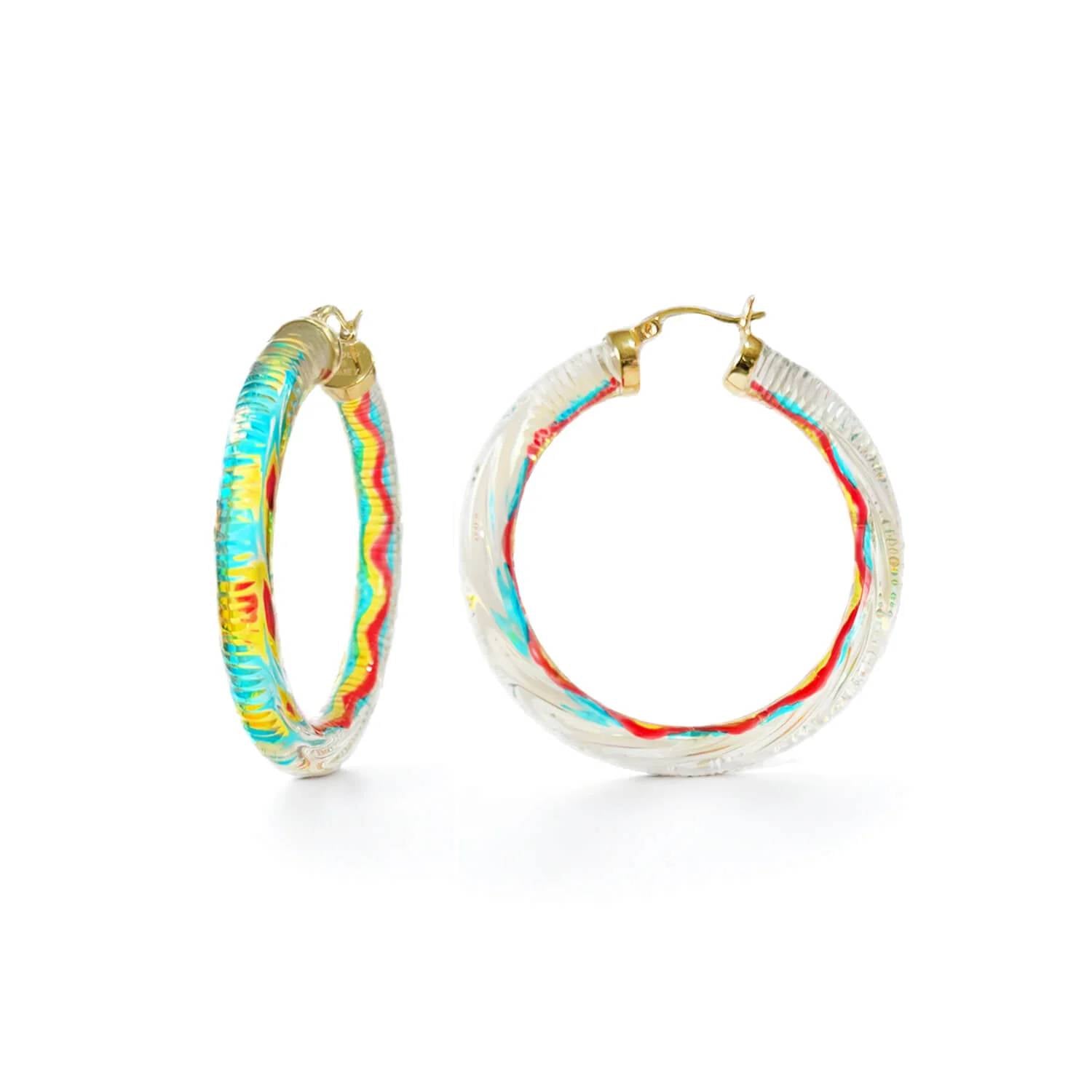 Gold & Honey - Women's Ombre Painted Instyle Lucite Hoop Earrings