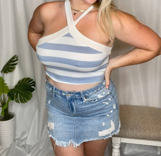 Le Lis - Cool For The Summer Striped Halter Tank Top