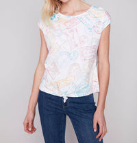 Charlie B - Printed Tie Front Top
