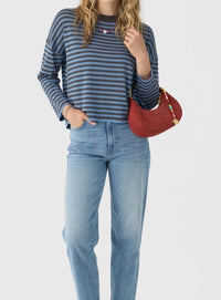 27 Miles Malibu Serena Long Sleeve Top in espresso denim - women's sweater - detail view