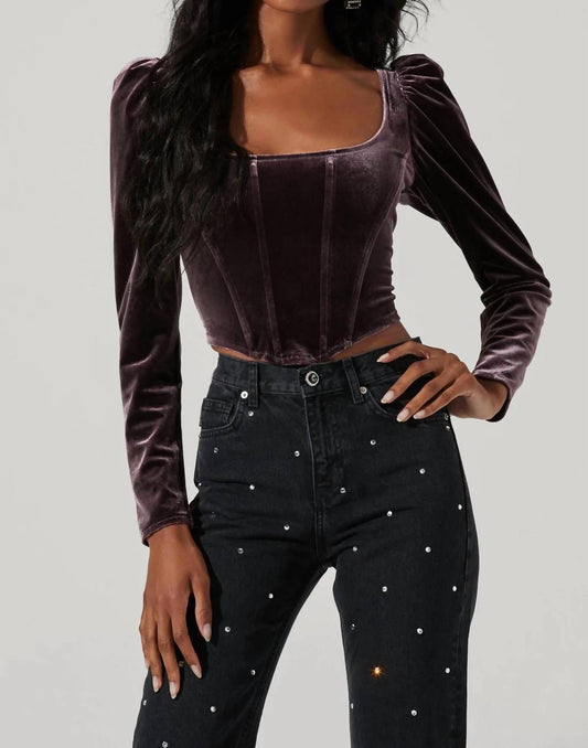 Astr - ASHBURY VELVET CORSET LONG SLEEVE TOP