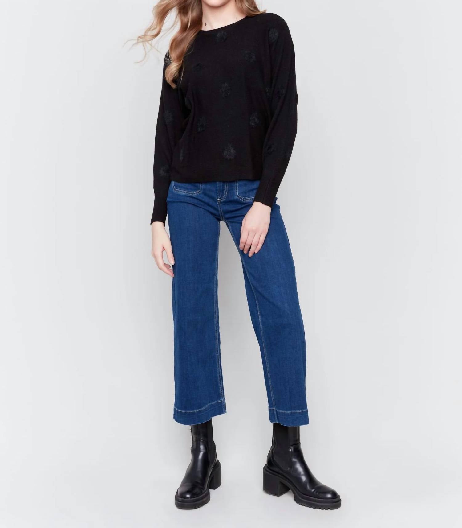 Charlie B - Faux Fur Polka Dot Sweater